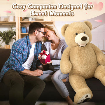 MorisMos 51 inch Smile Giant Teddy Bear, Large Stuffed Bears with Big Footprints, Big Stuffed Animals Cuddly Plush Gifts for Girlfriends, Boyfriend