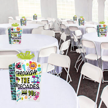 Big Dot of Happiness Through the Decades - Table Decorations - 50s, 60s, 70s, 80s, and 90s Party Fold and Flare Centerpieces - 10 Count