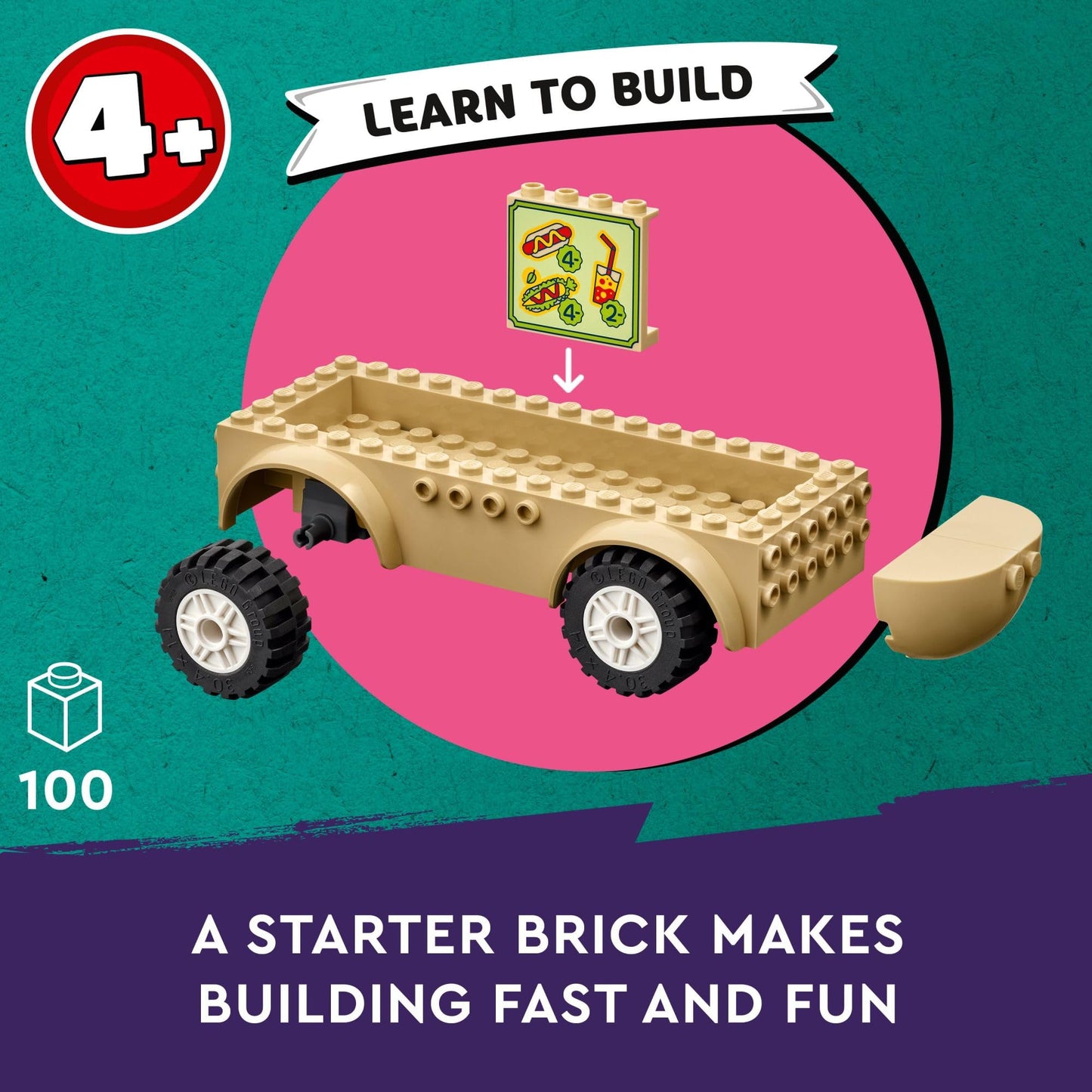 LEGO Friends Hot Dog Food Truck Toy with Mini Doll Characters and Cat Figure, Pretend Play Food, Toy Van, Creative Gift for Kids, Girls, and Boys
