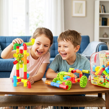 PicassoTiles 76PC STEM Pipe Building Interlocking Tube Construction Toy with Wheels and Storage Backpack Creative Educational Brain Development