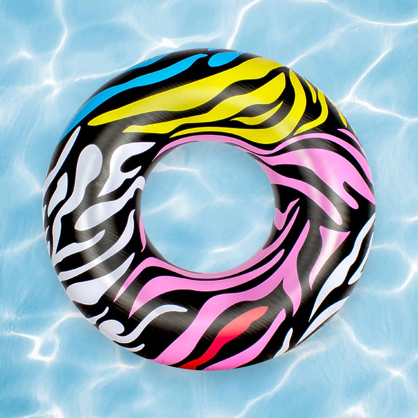 39" Multi-Color Zebra Stripes Inflatable Inner Tube Ring Float