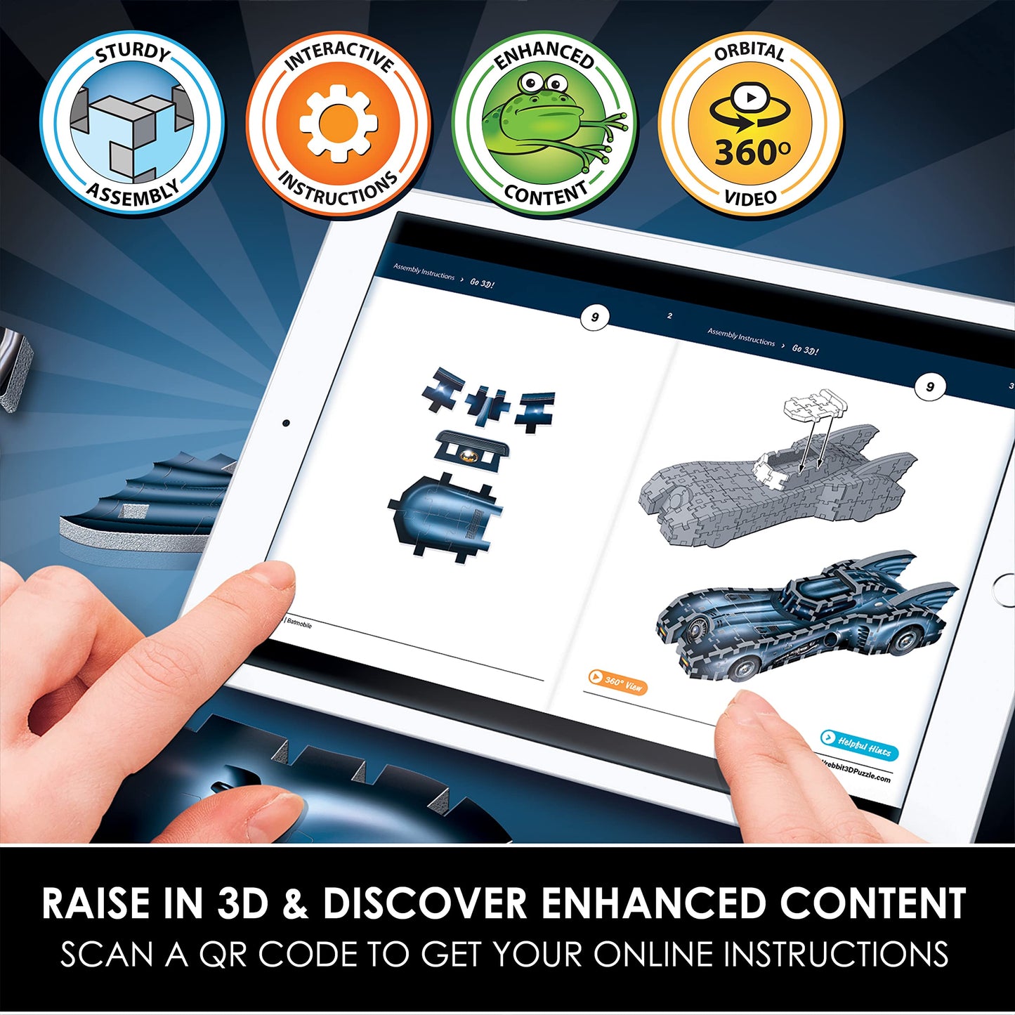 Wrebbit3D Batman 3D Puzzle Model of Batmobile | 255 Jigsaw Puzzle Pieces| Build the Iconic Superhero's Car and Explore Gotham City