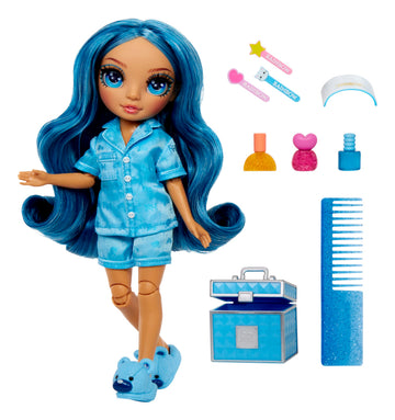 Rainbow High Jr High PJ Party - Skyler, Blue 9" Posable Fashion Doll with Soft Onesie, Slippers, Fun Play Accessories, Great Toy Gift for Girls Kids