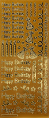 Anitas Outline Stickers, Happy Birthday, Gold, for Scrapbooking, Card Making, Kids Play, Homework, Art, Craft, Embelish, Decorative, Paper, Card