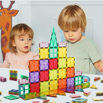 FlatGoat Magnetic Tiles 106 Piece Set, Magnet Building Blocks for Kids Toddlers, STEM Construction Toys with Gift Box for Ages 3 4 5 6 7 8+ Year Old