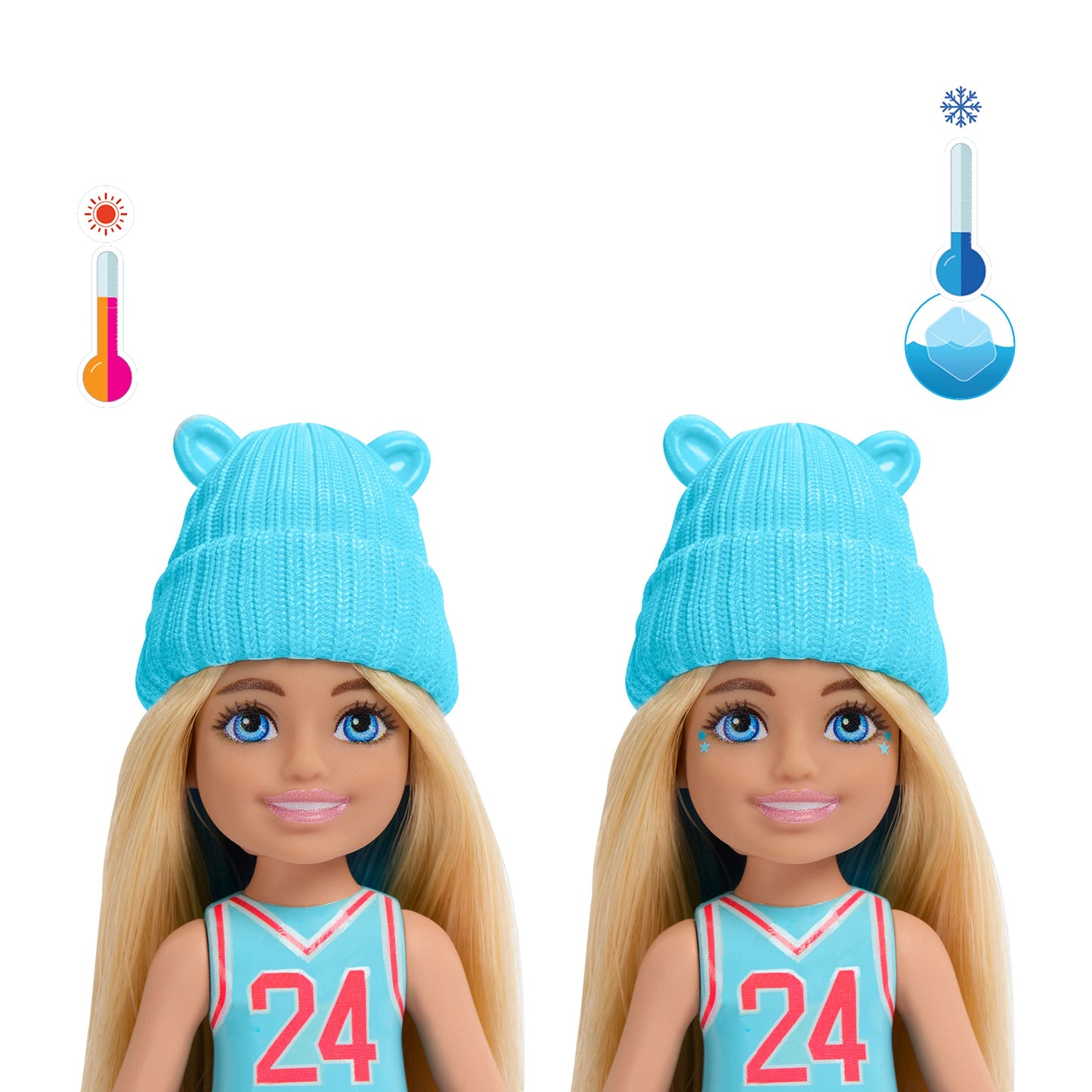 Barbie Chelsea Color Reveal Small Doll & Accessories, Sporty Series with Color-Change Hair Streak (Styles May Vary)