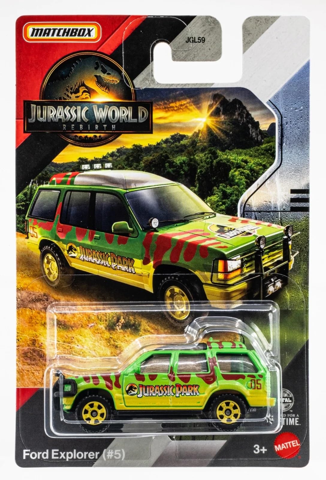Jurassic World Matchbox Die-Cast Vehicle Set, '19 Jeep Gladiator, '14 Mercedes G350, Jeep Wrangler, Ford Explorer, 4 Pack, Ages 3+ JGL59-956A