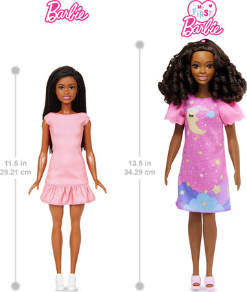 Barbie: My First Barbie Preschool Doll, "Brooklyn" with 13.5-inch Soft Posable Body, Deluxe Party & Bedtime Clothes & Accessories, Black Hair