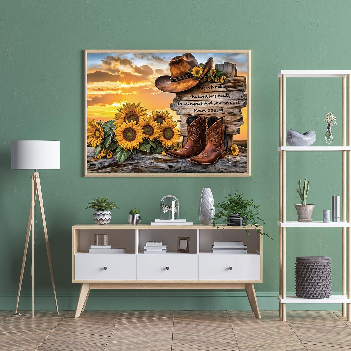 Puzzles for Adults 500 Pieces, Cowboy Hat and Cowboy Boot Jigsaw Puzzles - Sunset Psalm of the West, Impossible Sunflower Puzzles for Seniors Family