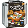 Mexican Train Dominoes Set with 4 Holders - Dominoes Double 12 with Wooden Hub and Tiles Holders - Double 12 Dominos Set for Family Game Night