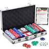 Gamie Poker Set in Aluminum Case, Casino Poker chip Kit with 300 Chips, 2 Decks of Playing Cards, 5 Dice, and 1 Deluxe Case, Fun Game Night Supplies