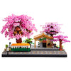 TEXXXIAN Cherry Blossom Micro Building Blocks Set, Japanese Creative Mini Bricks Model Flower Train Station Architecture for Adults and Kids Age 14+