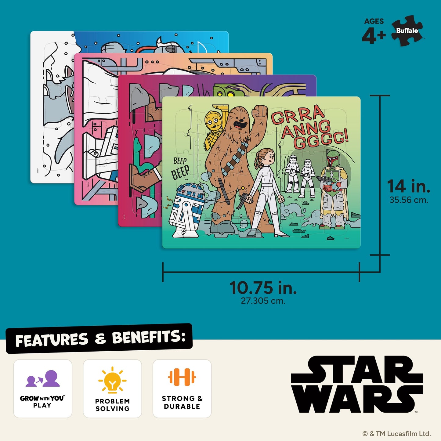 Buffalo Games - Star Wars™ - 4 Pack, 12-48 Piece Puzzles for Kids Ages 4+