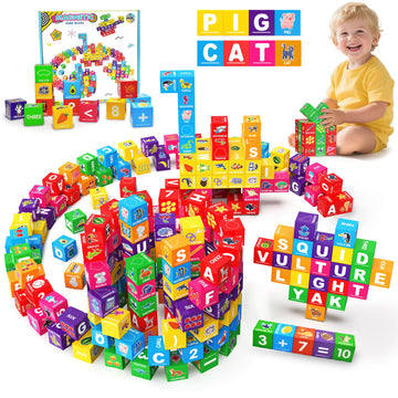 Magnetic Blocks for Toddlers 1-3, 1.4 inch Large Building Blocks Number ABC Learning Toys for 1 2 3 4 5+ Year Old Boys Girls Educational Montessori