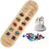WE Games Classic Mancala Board Game 22 inch, Large Natural Wood Board with Assorted Glass Mancala Stones, African Stone Game, Table Top Décor