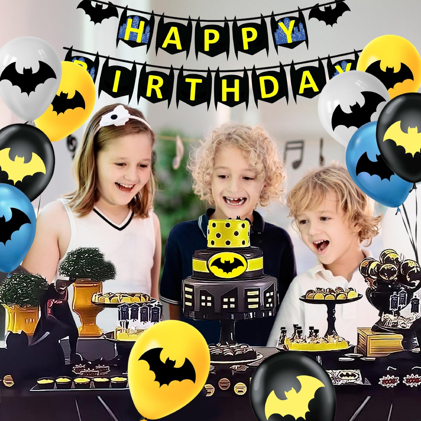 Bat Superhero 12" Birthday Balloons 30 Pcs Party Decorations Set for Kids