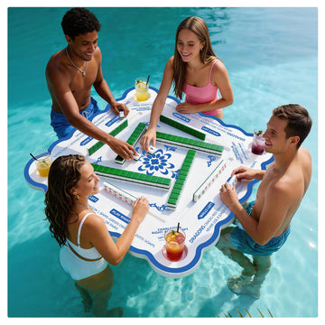 Floating Mahjong Table for Pool, 2-in-1 Pool Mahjong & Floating Card Table for Pool, 31.5” Mahjong Pool Float Table, EVA Floating Game Table for Pool