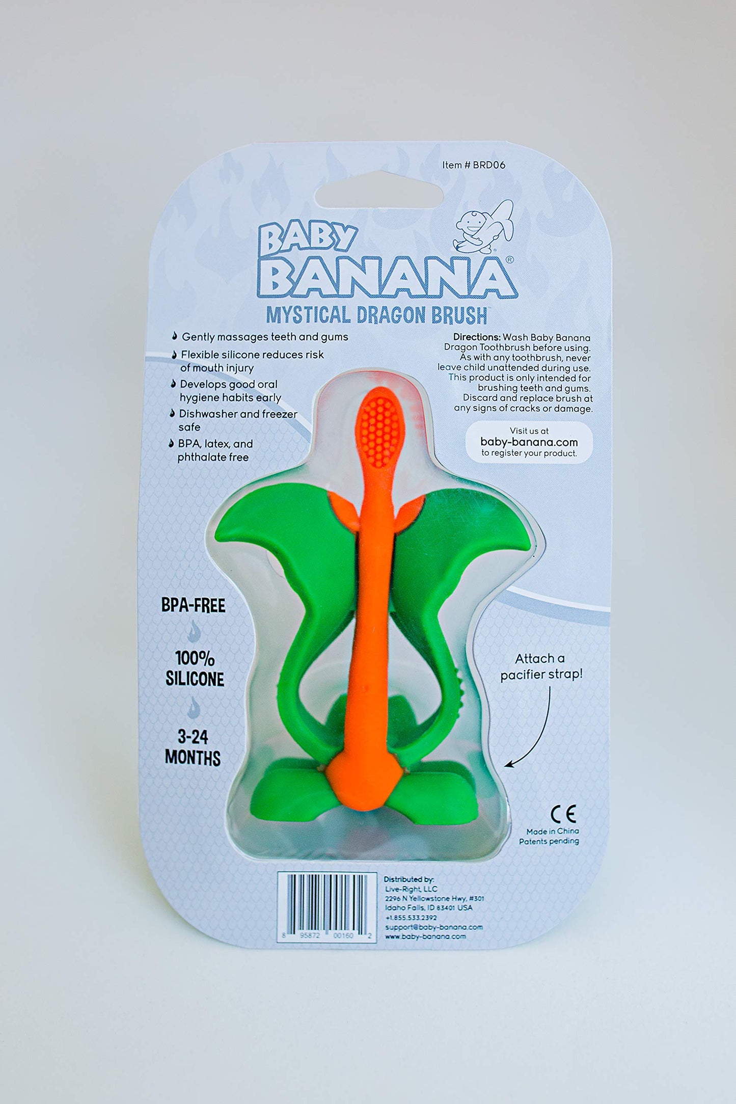 Baby Banana® Dragon Training Teether Toothbrush for Babies and Toddlers, Flexable Silicone with Soft Bristles for Soothing Gums and Cleaning Teeth