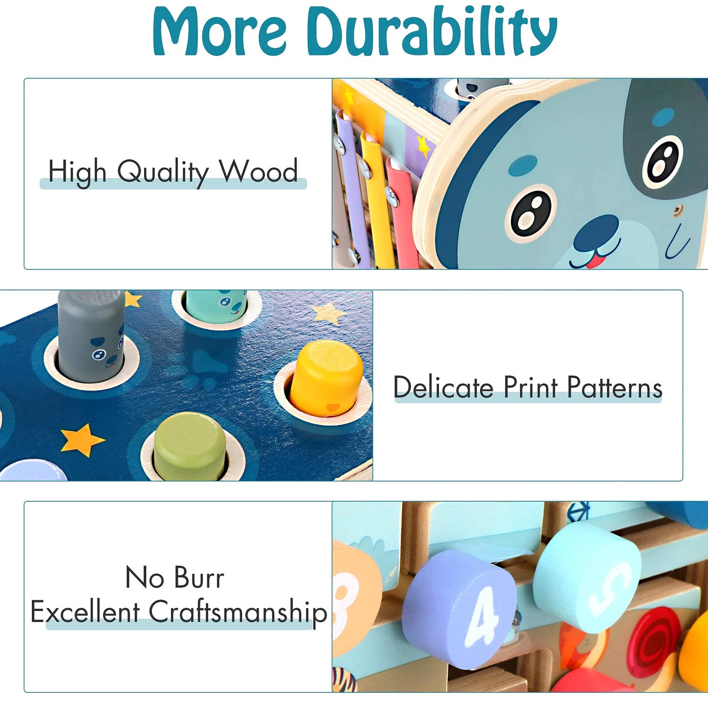 KIDWILL Wooden Hammering Pounding Toy for 12+ Months Kids, Montessori Toys for 1+ Year Old Babies, Early Development Toy with Pounding Bench