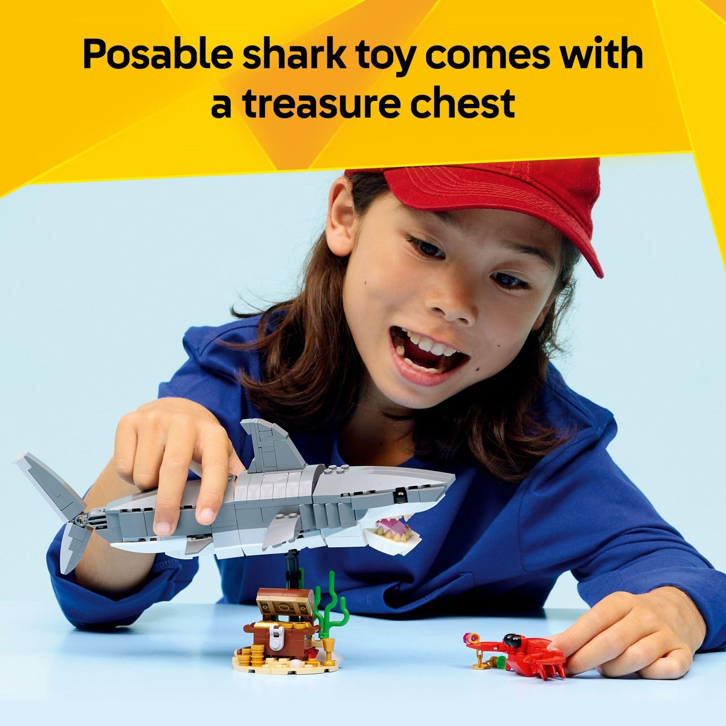LEGO Creator Fierce Shark with a Treasure Chest Building Toy for Boys & Girls - Kids Build a Shark, Fish, or Manta Ray Animal Figure - Bedroom or