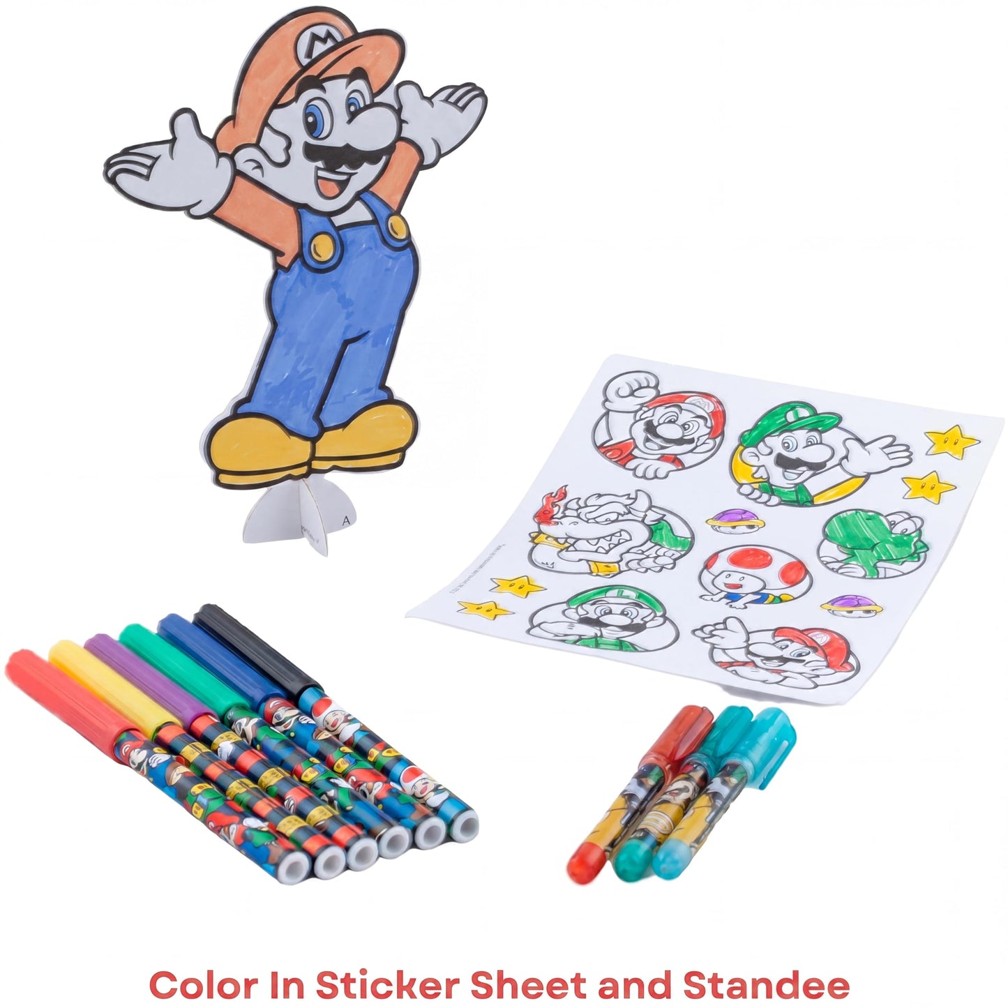 Super Mario Brothers Coloring & Sticker Activity Set for Kids with Travel Carrying Case