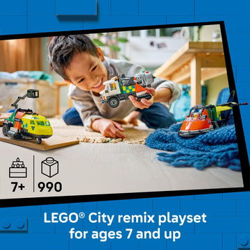 LEGO City Airplane, Service Truck & Hovercraft Remix Building Toy for Kids - Mix & Match Emergency Vehicle & Truck Toys for Pretend Play - Gift Idea