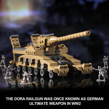 WW2 Army Tank Toys Building Sets Compatible with Lego, Create a German Dora Cannon or 16 Military Vehicles with 20 Toy Soldiers, STEM Toys for Boys