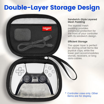 DLDER Shockproof EVA Controller Carrying Case for PS5/Switch Pro with Anti-Scratch Velvet Lining & Accessory Pocket Bag