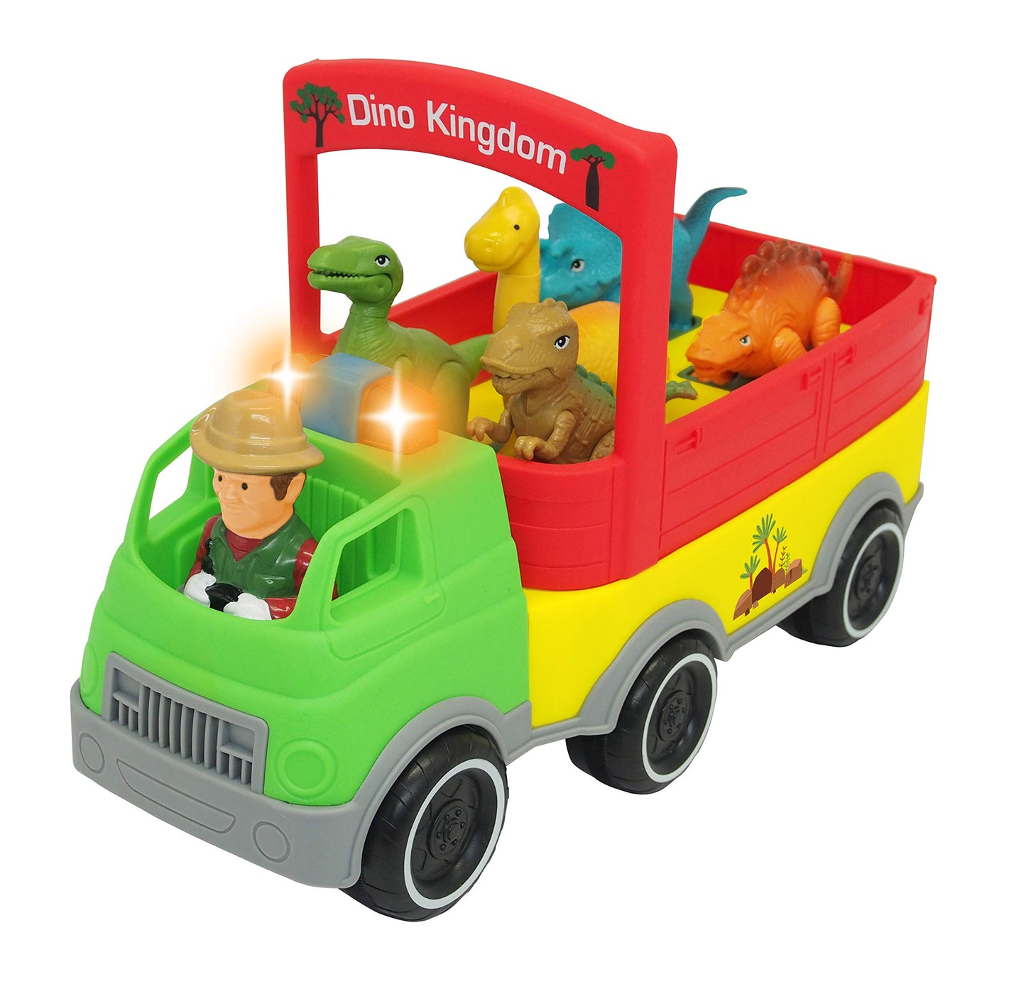Kiddieland Dinosaur Safari Truck - Toy Vehicle with 5 Roaring Dino Figures