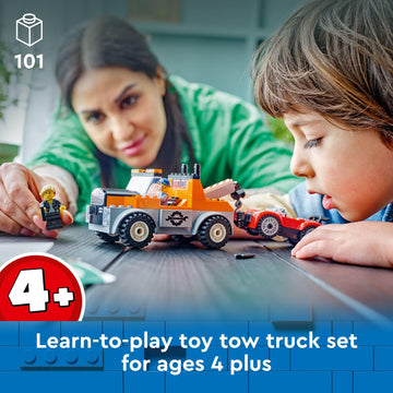 LEGO City Tow Truck and Sports Car Repair Building Toy - Pretend Play Toys for Preschool Kids, Boys & Girls, Ages 4+ - Gift for Birthdays - 60435