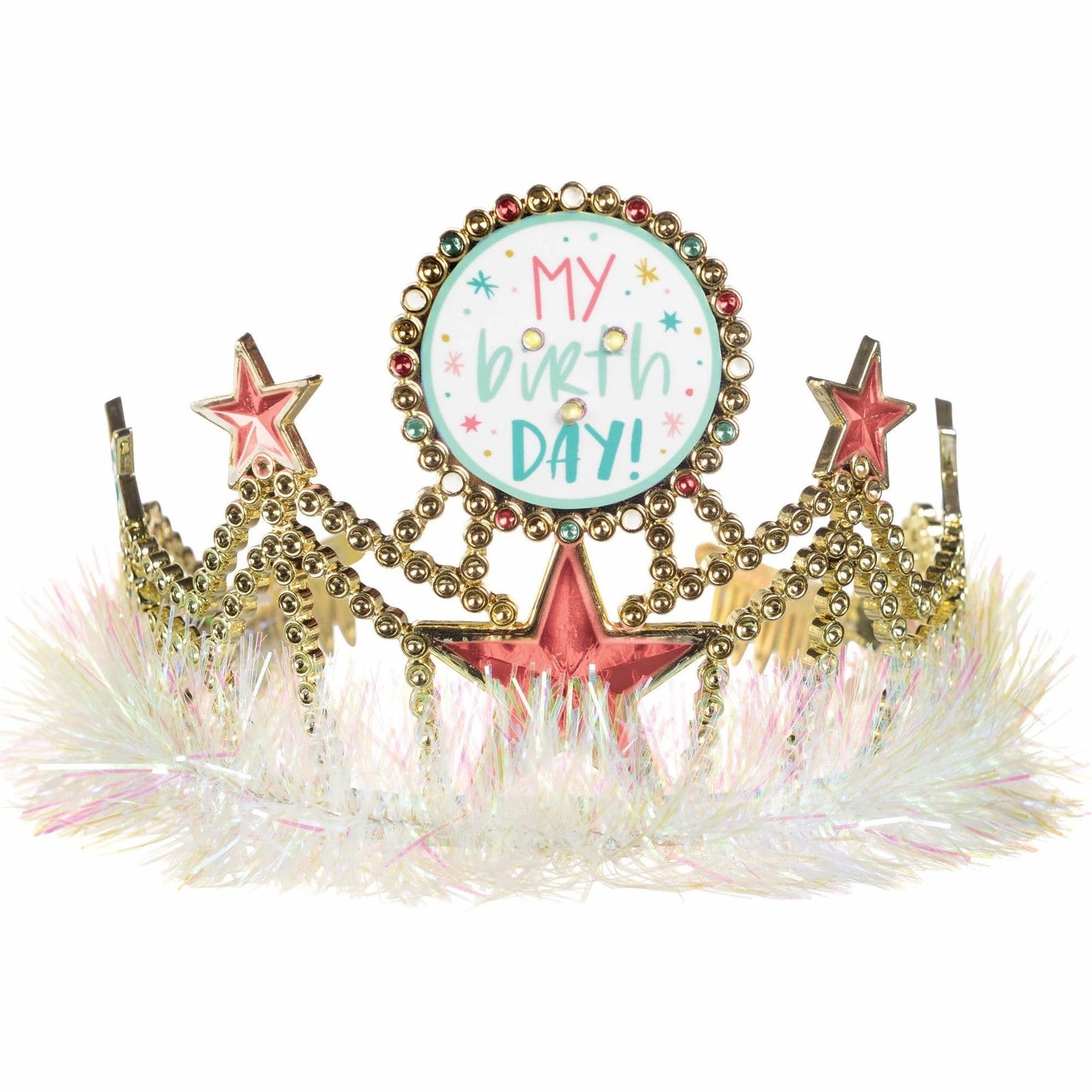 Light-Up Tiara - Pack of 1 - Plastic Crown - Perfect Birthday Accessory, Gold, 3.63" x 6.5"