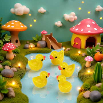 Pxiryanlow 5pcs Yellow Mini Resin Ducks Miniature Ducks,Duckling Miniature Ornament Tiny Ducks Figures for Slime Charms DIY Craft Fairy Garden