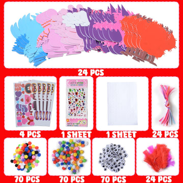 YIYEE 24 Sets Valentines Day Crafts for Kids, DIY Foam Monster Valentine Cards Craft Kit for Kids, Valentines Hanging Decorations Ornament Valentines