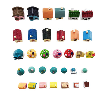 Anrher 30pcs Mini House Resin Decoration Sets for Doll House Pretend Game Toys DIY Garden Birthday Party