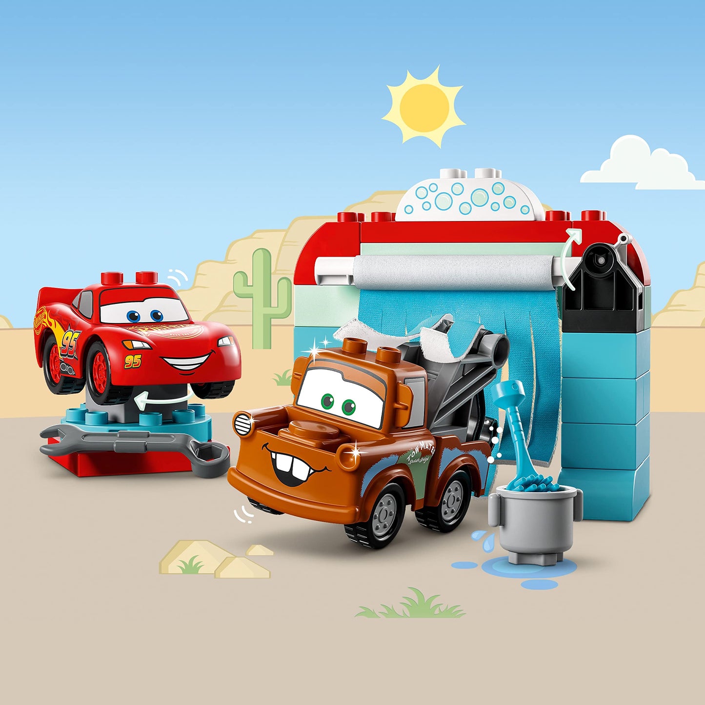 LEGO DUPLO Disney and Pixar's Cars Lightning McQueen & Mater's Car Wash Fun 10996, Buildable Toy for 2 Year Old Toddlers, Boys & Girls, Birthday Gift