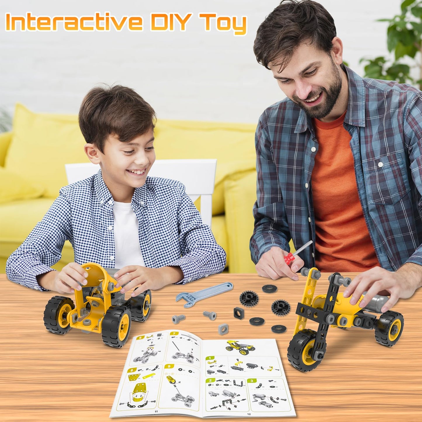 10 in 1 Kids STEM Building Toys, Electric Building Blocks Toys Set for 5 6 7 8+ Year Old Boy, Educational STEM Learning Construction Excavator Kit
