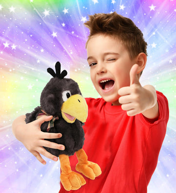 DolliBu Sitting Crow Plush - Super Soft Stuffed Animal Bird for Boys and Girls, Cute Wildlife black bird Crow Toy, Adorable Crow Stuffed Animal Gift