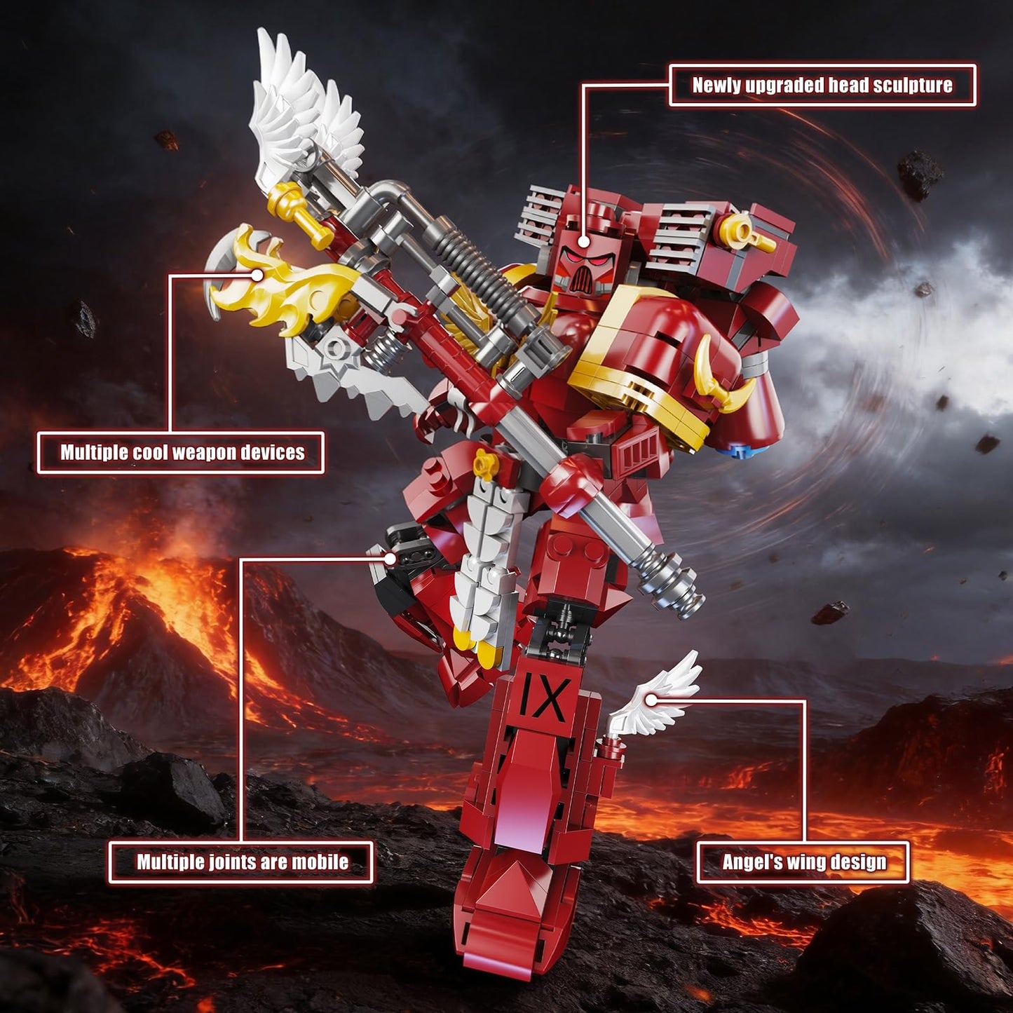 HIGH GODO Holy Angel Mech Robot Transforming Building Blocks Set for Adults, Warrior Justice Hero Mech Model Building Kit, Cool Creative Robots Toys