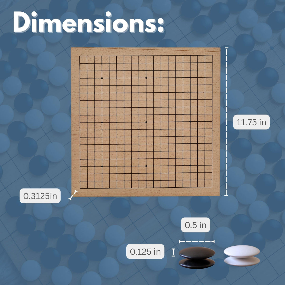 WE Games Go Game Set 11.75 Inch - Traditional Go Set with Light Wooden Board 19 Tiles, Wood Veneer Goban, Strategy Board Games for Adults, Go Board