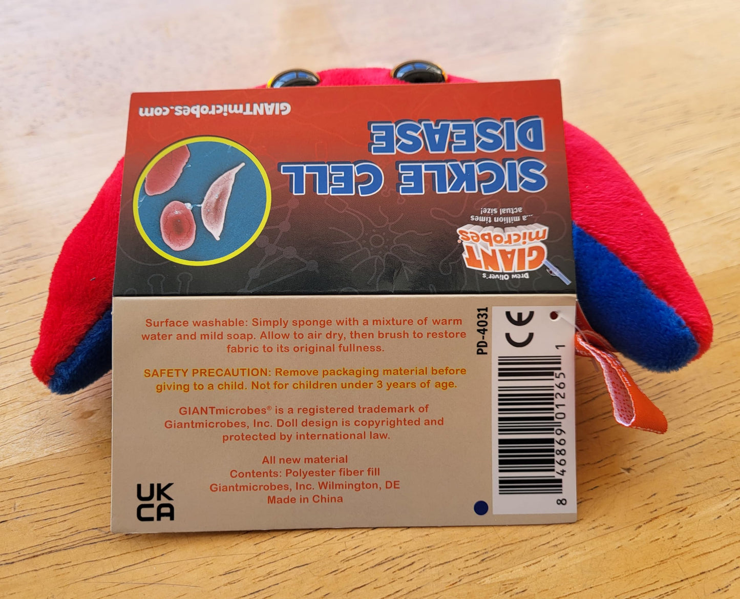 GIANT MICROBES Sickle Cell Disease Plush - Learn About This Genetic Disorder, Blood and Health, Educational Gift for Family, Friends,Patients, Public