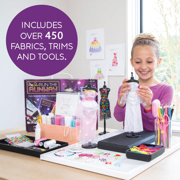 MindWare Fashion Designer Kits Ages 8+ - Run The Runway DIY Craft Kit for Girls - Creative Learning Activity for Kids - Design Dresses
