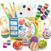SpringFlower White Easter Eggs Painting Kit-24 Paintable Flocking Eggs with Doodle Kit for DIY Design-Hanging Flocking Eggs with Rope for Easter