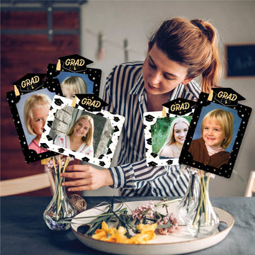Big Dot of Happiness Goodbye High School, Hello College - Graduation Party Picture Centerpiece Sticks - Photo Table Toppers - 15 Pieces