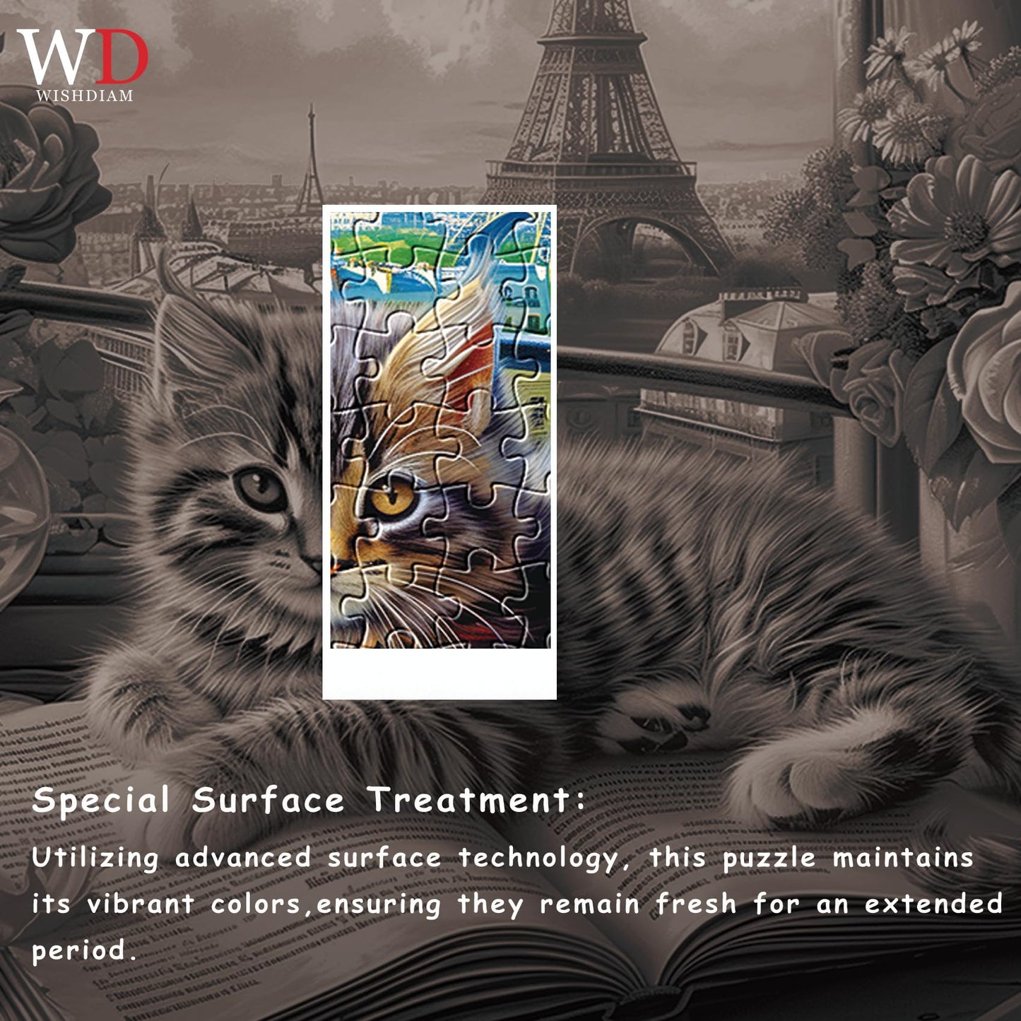 Jigsaw Puzzles 1000 Pieces - WISHDIAM Puzzles for Adults - Cats Kitten Pets Animal Lovers Impossible Hard Difficult Challenging Puzzles for Home Decor