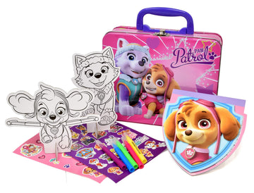 Paw Patrol Coloring and Activity Tin Box, Includes Markers, Stickers, Mess Free Crafts Color Kit in Tin Box, for Toddlers, Boys and Kids