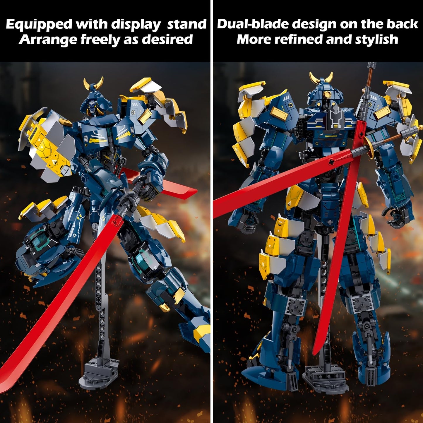 HIGH GODO Samurai Mech Warrior Building Set, Double Swords Armor Robot Openable Cockpits Model Kit, Ideas City Justice Hero Soldier Ninja Gift