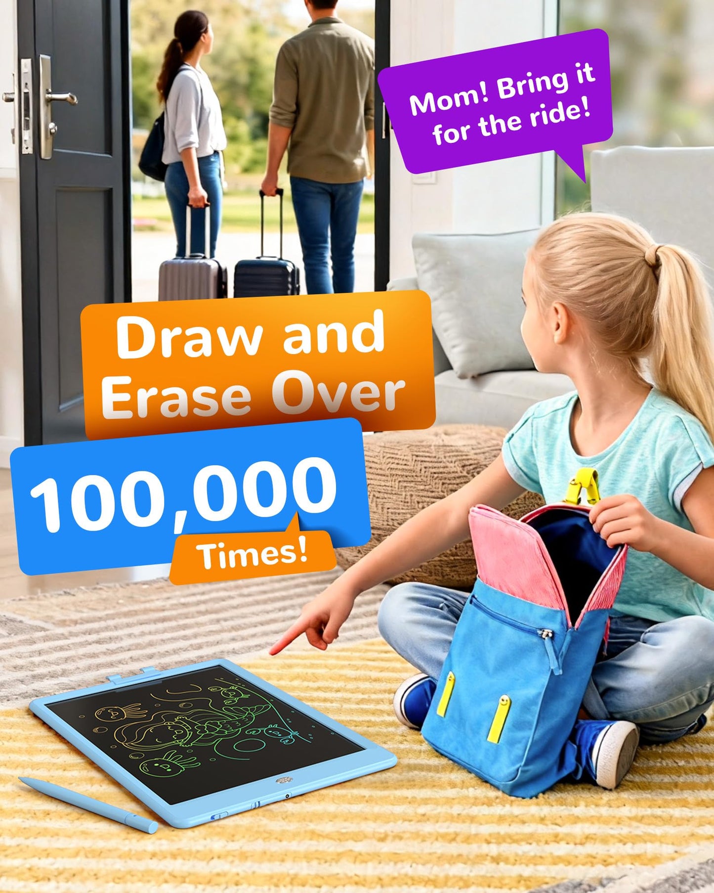 KOKODI LCD Writing Tablet, Gifts for 3 Years Old Boys and Girls?10 Inch Colorful Doodle Board Drawing Tablet, Erasable Reusable Electronic Drawing