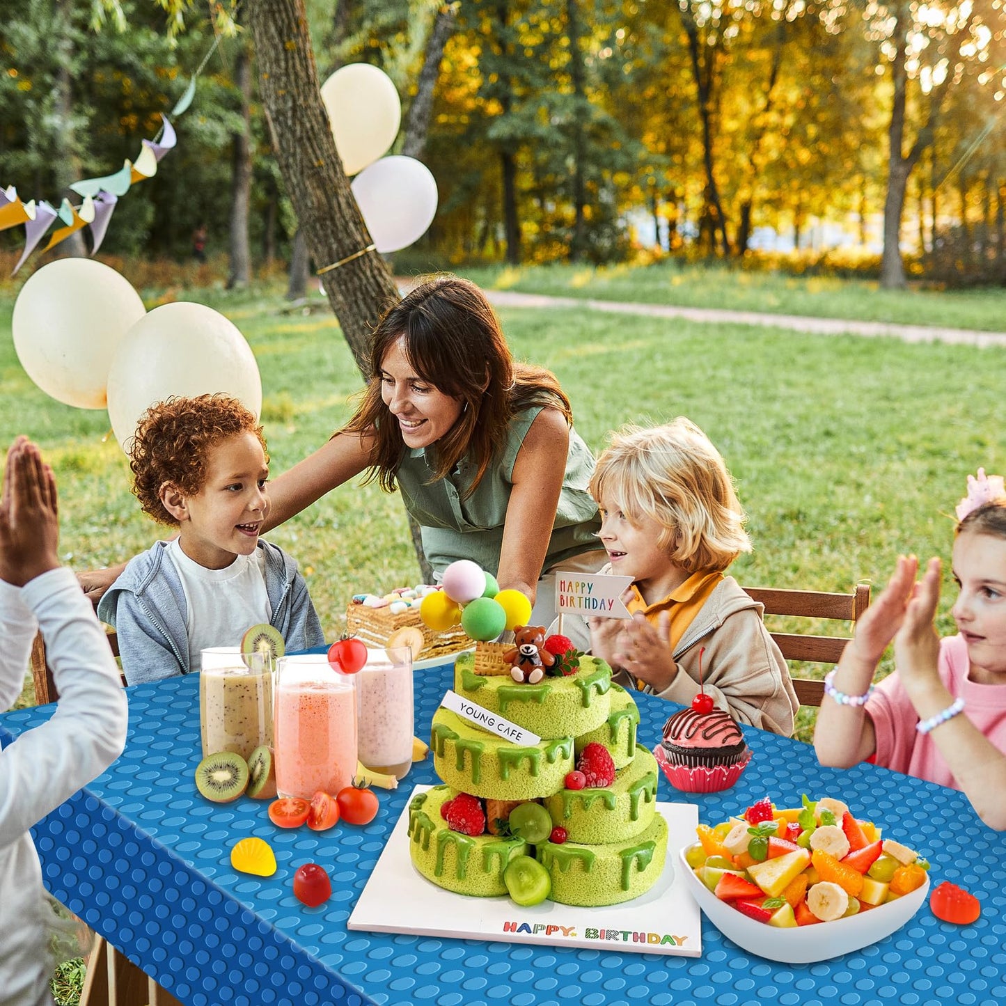 GuoZhiXin 4PCS Building Block Plastic Tablecloths, Disposable Party Table Cloths? Colorful Building Block Birthday Supplies for Kids Birthday Baby