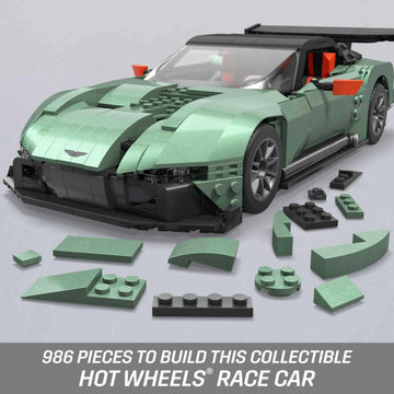 Hot Wheels MEGA Vehicle Building Toys for Adults, Aston Martin Vulcan with 635 Pieces and Die-Cast Model, Gift Ideas for Collectors, HMY97