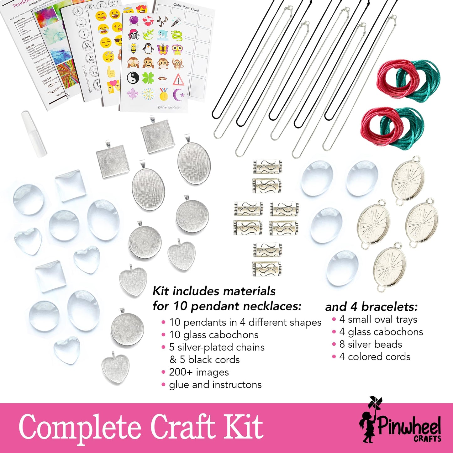 Pinwheel Crafts Pendant Jewelry Making Kit for Girls 8-12+ Years, Necklace and Bracelet Making Kit for Kids - Single Craft to Create Multiple Necklace